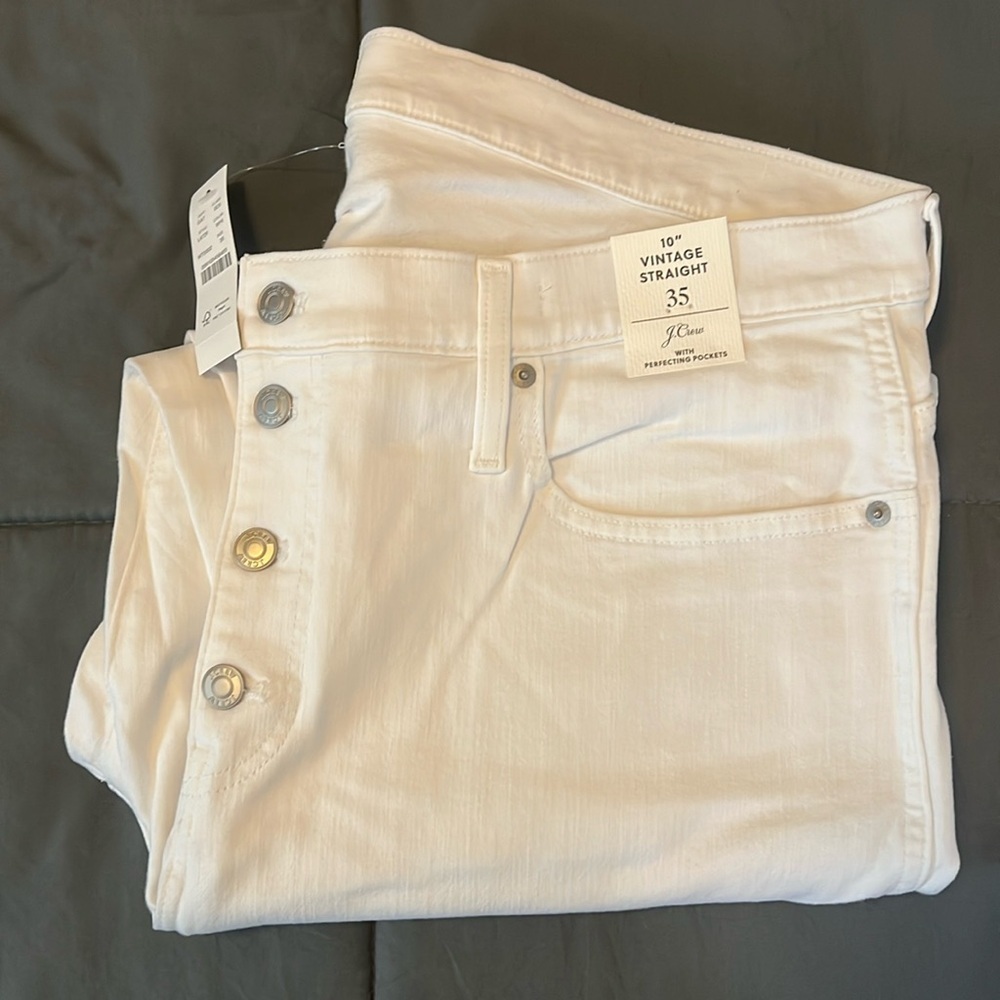 JCrew 10” Vintage Straight Jean White Size 35 NWT